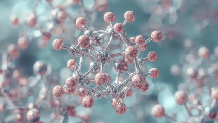 Abstract artistic visualization of a complex molecule, hyper-detailed, intricate interconnected atoms