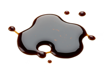Isolated Dark Soy Sauce Liquid Spill Food on Transparent Background