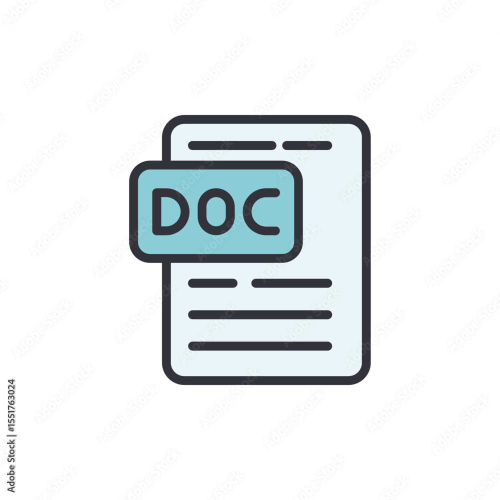 Poster doc file icon representing word document with transparent background