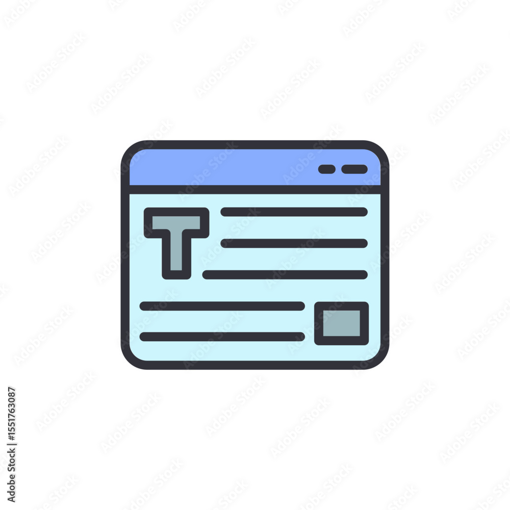 Poster trendy news website browser interface with a transparent backdrop