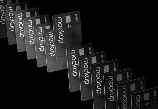 Stacked Credit Cards Mockup for Vehicle Branding and Fleet Design