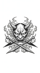 skull with wings and ribbon