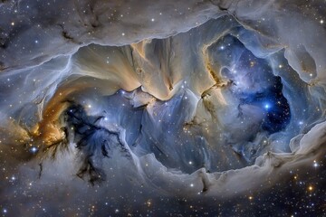 A glowing nebula surrounded by stars is the focal point of this fantasy galaxy background, made using generative AI