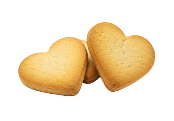 Isolated Close Up of Heart Shaped Cookies on Transparent Background