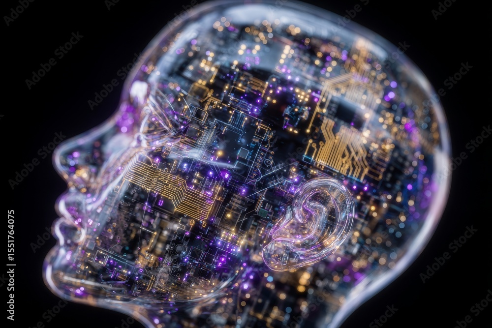 Poster the visualization of human consciousness is depicted in a stock image, showcasing the thought proces