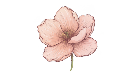 Isolated Floral Illustration of a Pink Flower with Transparent Background
