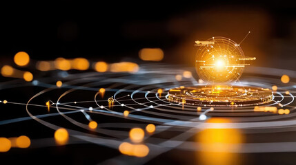 Futuristic Abstract Technology Illustration with Glowing Elements