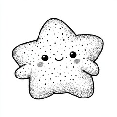 Obraz premium A Christmas sticker featuring a star, created in a naive halftone collage style, appears torn from a piece of paper, alongside a modern vintage clay toy