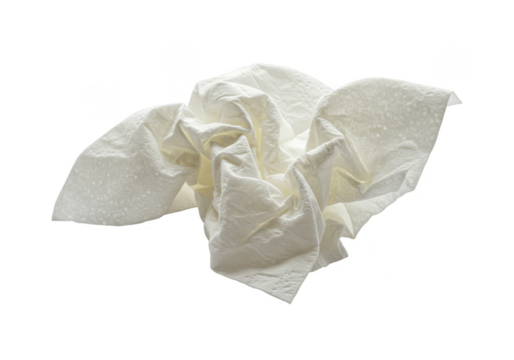 Isolated Crumpled White Paper Tissue with Soft and Clean Texture