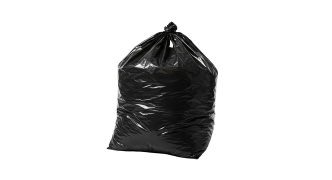 Isolated Garbage Bag Black Plastic Trash for Waste Transparent PNG
