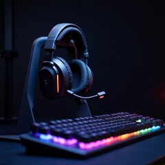 headphones on a laptop