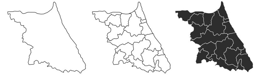 Gangwon Province map – vector illustration of administrative districts in South Korea