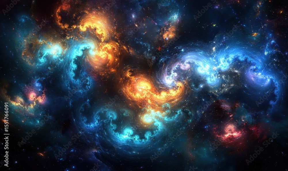 Poster cosmic fractal nebula abstract digital art background for science theme