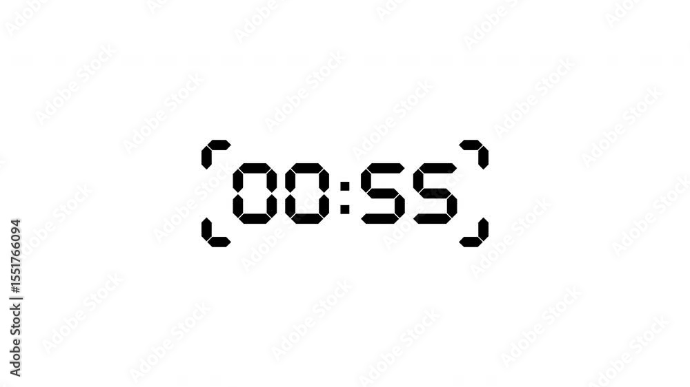 Poster 1 minute countdown animation on white background. one minute timer animation from 60 seconds to 0 se