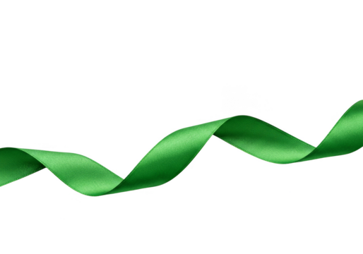 Isolated Green Ribbon on Transparent Background Design Element Fabric