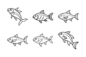 bonito fish vector illustration set