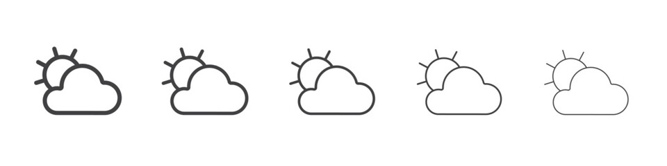 cloud with sun icon simple illustration logo art