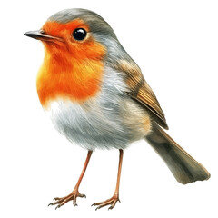 watercolor of Robin Close Up, vector, isolated on a white background.