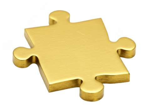 Isolated Gold Puzzle Piece for Jigsaw Game Teamwork Illustration