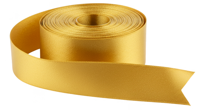 Isolated Golden Ribbon Roll Shiny Silk Texture Background