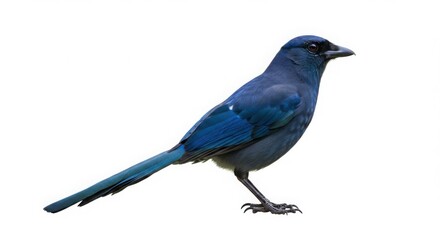 Beautiful blue bird shown on a clean white background. Animal and nature concept for wildlife or conservation projects.