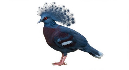 Southern crowned pigeon. Detailed portrait of a beautiful blue bird with red eye. Exotic animal and wildlife of new guinea.