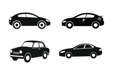 Fototapeta premium Car silhouette vector bundle illustration, Set of black Car silhouette vector