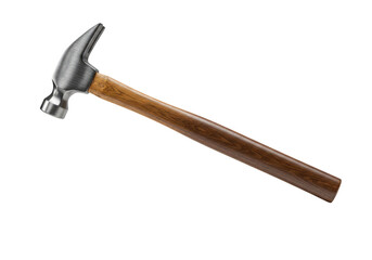 Isolated Hammer Tool with Wood Handle and Steel Head on Transparent Background