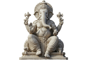 Fototapeta premium Isolated Illustration of Stone Ganesha Sculpture a Hindu God on Transparent Background
