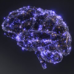Idea generation, neurology, and science converge in the depiction of a blue glowing human brain, as revealed by x-ray and made possible by generative AI