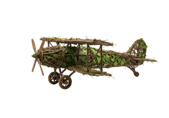 Isolated Illustration of Vintage Biplane Aircraft with Transparent Background