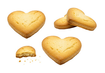 Isolated Heart Shaped Cookies on Transparent Background for Valentines