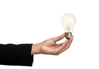 Isolated Hand Holds Glowing Light Bulb of Concept Idea Power