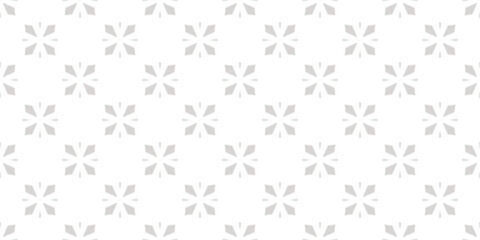 Vector seamless geometric pattern with minimalist floral design. Abstract retro 1960s - 1970s inspired background, simple minimal texture with flower shapes. Repeated geo design for decor, wallpaper