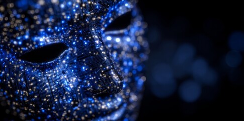 A cyber human named Stock, with a humanoid appearance and a neural network, thinks about AI concepts like big data and cyber security, as well as the Chat GPT concept, which involves a digital brain