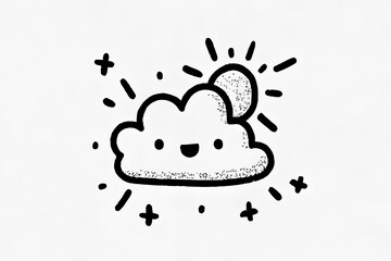 In a comic book style illustration, a quirky cartoon sun shines beside a happy cloud