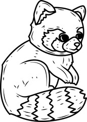 Cute red panda Vector illustration for coloring book.
