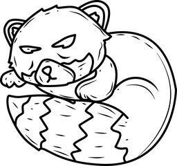 Cute red panda Vector illustration for coloring book.
