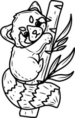 Cute red panda Vector illustration for coloring book.
