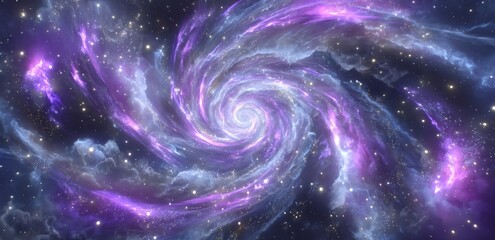 A modern space background featuring a realistic spiral galaxy and shining stars