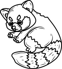 Cute red panda Vector illustration for coloring book.
