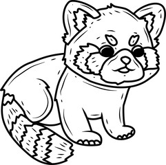 Cute red panda Vector illustration for coloring book.
