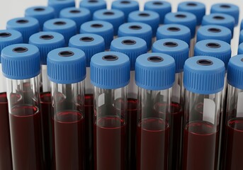 Blood samples in test tubes for medical analysis