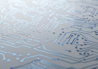 Close up of a blue circuit board pattern for modern technology