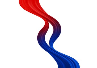 Abstract red and blue wavy ribbon isolated on white background