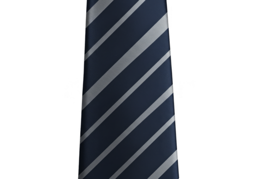 Isolated Formal Navy Blue Tie with Silver Stripes on Transparent Background - Powered by Adobe