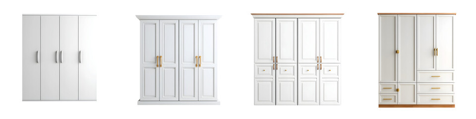 White Wardrobes Collection: Minimalist Closet Storage Furniture on White
