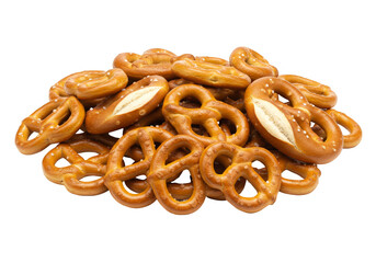 Isolated Pile Of Golden And Salty Pretzels On Transparent Background