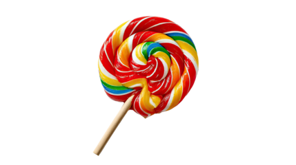 Rainbow Swirl Lollipop: A close-up of a vibrantly colored swirl lollipop, showcasing a spectrum of colors and a promise of sweetness. This delightful treat on a stick invites you to indulge.