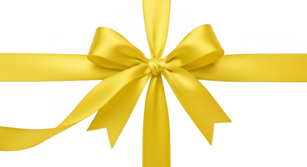 Isolated Golden Bow and Ribbon Gift for Celebratory Decoration